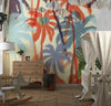 Tropical Summer Print with Palms Wallpaper, Seamless Pattern Mural, Oversized Custom Size Wall Art, Non-Woven, Non-Adhesive, Modern Wall Paper, Removable