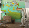 Duck Family Wallpaper, Lake Mural, Oversized Custom Size Wall Art, Non-Woven, Non-Adhesive, Modern Wall Paper, Removable