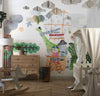 Cute Animals Wallpaper, Travelling by Balloon Mural, Oversized Custom Size Wall Art, Non-Woven, Non-Adhesive, Modern Wall Paper, Removable