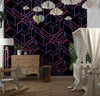 Glowing Futuristic Wallpaper, Abstract Geometric Mural, Oversized Custom Size Wall Art, Non-Woven, Non-Adhesive, Modern Wall Paper, Removable