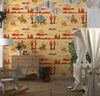 Wild West Wallpaper, Colorful Seamless Pattern Mural, Oversized Custom Size Wall Art, Non-Woven, Non-Adhesive, Modern Wall Paper, Removable