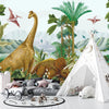 Dino World Wallpaper, Palms Mural, Oversized Custom Size Wall Art, Non-Woven, Non-Adhesive, Modern Wall Paper, Removable