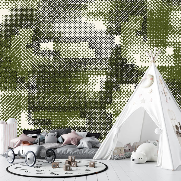 Grunge Halftone Wallpaper, Seamless Pattern Mural, Oversized Custom Size Wall Art, Non-Woven, Non-Adhesive, Modern Wall Paper, Removable