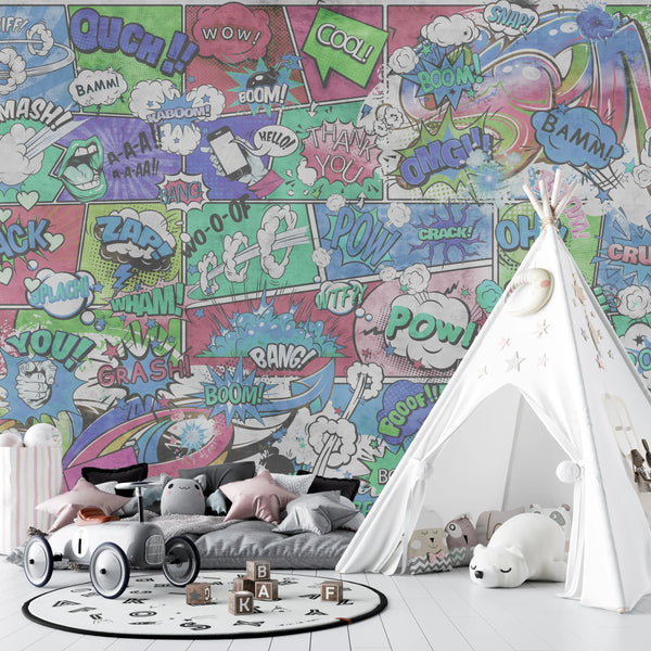 Comics Wallpaper, Graffiti Mural, Oversized Custom Size Wall Art, Non-Woven, Non-Adhesive, Modern Wall Paper, Removable
