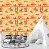 Wild West Wallpaper, Colorful Seamless Pattern Mural, Oversized Custom Size Wall Art, Non-Woven, Non-Adhesive, Modern Wall Paper, Removable