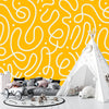 Fun Line Doodle Wallpaper, Seamless Pattern Mural, Oversized Custom Size Wall Art, Non-Woven, Non-Adhesive, Modern Wall Paper, Removable