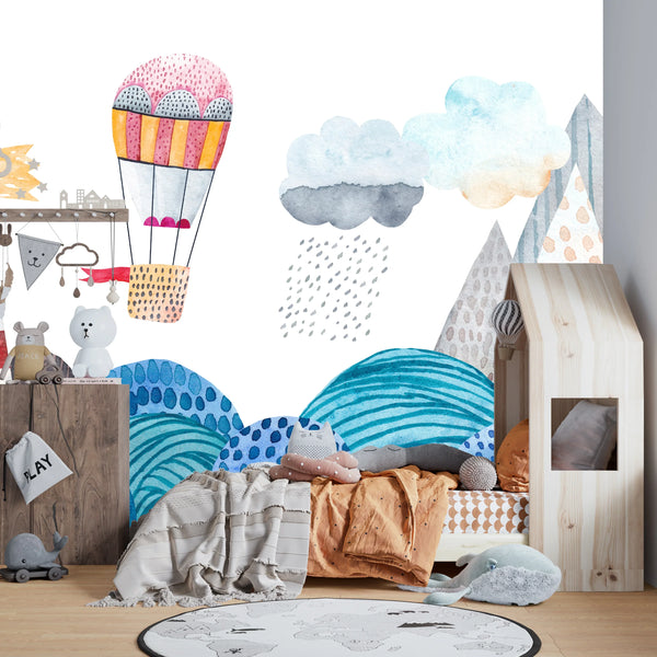 Sea Landscape Wallpaper, Seamless Pattern Mural, Oversized Custom Size Wall Art, Non-Woven, Non-Adhesive, Modern Wall Paper, Removable