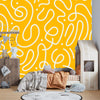 Fun Line Doodle Wallpaper, Seamless Pattern Mural, Oversized Custom Size Wall Art, Non-Woven, Non-Adhesive, Modern Wall Paper, Removable
