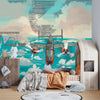 Plane in the Sky Wallpaper, Over the Sea Mural, Oversized Custom Size Wall Art, Non-Woven, Non-Adhesive, Modern Wall Paper, Removable