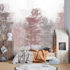 Red and Gray Trees Wallpaper, Foggy Forest Mural, Oversized Custom Size Wall Art, Non-Woven, Non-Adhesive, Modern Wall Paper, Removable