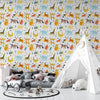 Wild African Animals Wallpaper, Seamless Pattern Mural, Oversized Custom Size Wall Art, Non-Woven, Non-Adhesive, Modern Wall Paper, Removable