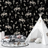 Western Themed Wallpaper, Black and White Seamless Pattern Mural, Oversized Custom Size Wall Art, Non-Woven, Non-Adhesive, Modern Wall Paper, Removable