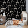 Western Themed Wallpaper, Black and White Seamless Pattern Mural, Oversized Custom Size Wall Art, Non-Woven, Non-Adhesive, Modern Wall Paper, Removable