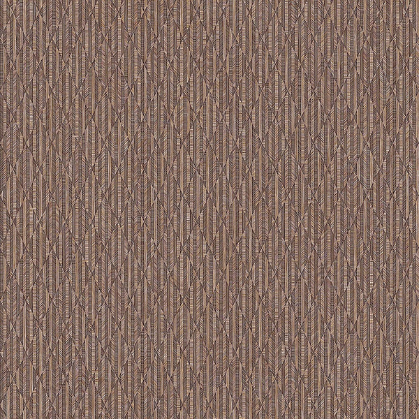 Brown Diamond Shapes Wallpaper, Shiny 3D Deep Embossed Lines Stylish Modern Wallcovering - Walloro High End Wallcoverings & More