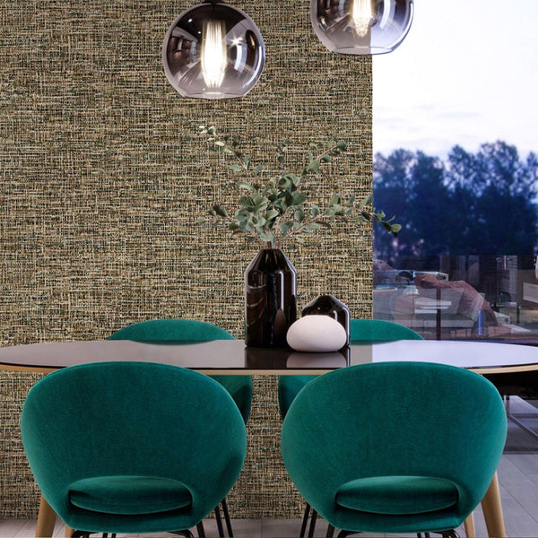 Brown Green Basket Weave Woven Textile Wallpaper, Beige, Blue Realistic 3D Textured Fabric Linen Multi-Color Wallcovering - Walloro High End Wallcoverings & More