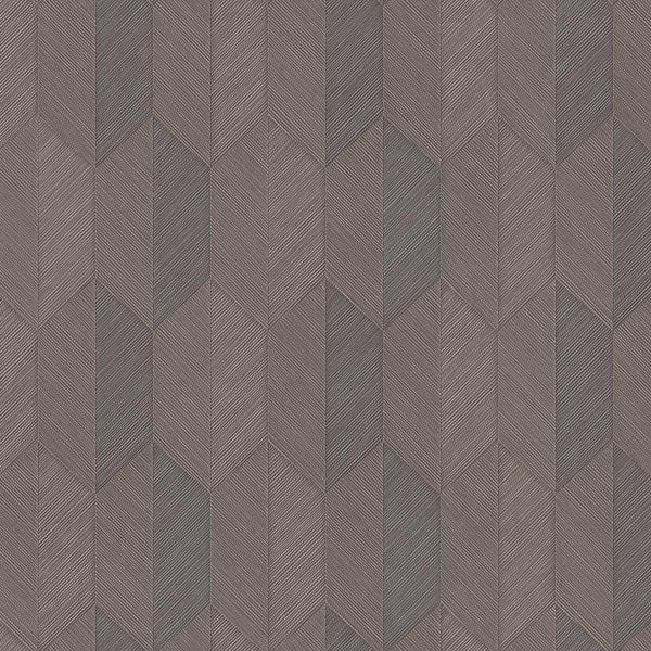 Contemporary 3D Embossed Geometric Wallpaper, Brown, Gray Modern Chevron Herringbone Shapes Wallcovering, Sturdy, Large 177 sq ft Roll - Walloro High End Wallcoverings & More
