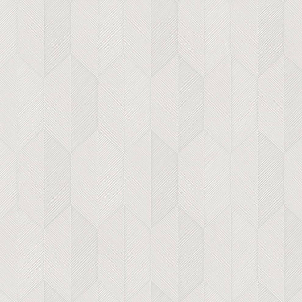 Contemporary 3D Embossed Geometric Wallpaper, Off White Modern Chevron Herringbone Shapes Wallcovering, Sturdy, Large 177 sq ft Roll - Walloro High End Wallcoverings & More