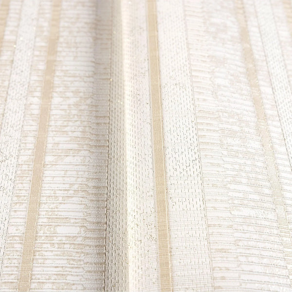 Cream Conetmporary Stripe Pattern Embossed Wallpaper, Professional Luxury Striped Wall Paper - Walloro High End Wallcoverings & More