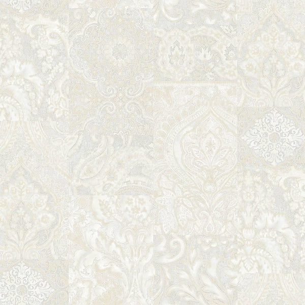 Cream Elegant Patchwork Deep Embossed Wallpaper, 3D Textured Luxury Damask Wallcovering - Walloro High End Wallcoverings & More