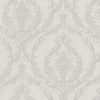 Damask Deep Embossed Wallpaper, Light Gray, White Luxury 3D Non-Pasted Wallcovering, Shimmering, Traditional Non-Woven Wall Decor - Walloro High End Wallcoverings & More