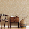 Damask Flocked Velvet Feel Wallpaper, Beige Deep 3D Embossed Quilted Texture Luxury Wallcovering, Non-Woven - Walloro High End Wallcoverings & More