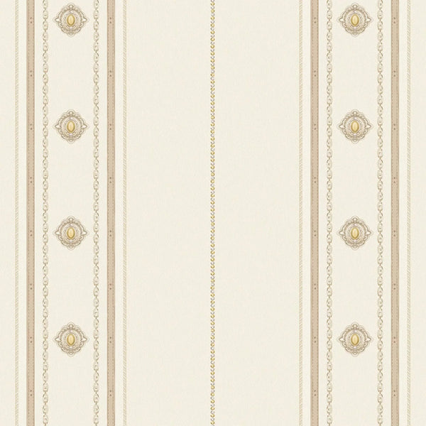 Decorative Striped Embossed Wallpaper, Cream, Silver 3D Boho Art Deco Ornate Home Wall Decor, Washable - Walloro High End Wallcoverings & More