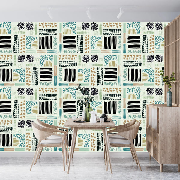 African Ethnic Wallpaper, Seamless Pattern Mural, Oversized Custom Size Wall Art, Non-Woven, Non-Adhesive, Modern Wall Paper, Removable