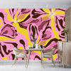 Abstract Pink Flowers Wallpaper, Seamless Pattern Mural, Oversized Custom Size Wall Art, Non-Woven, Non-Adhesive, Modern Wall Paper, Removable