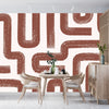 Brown Lines Wallpaper, Seamless Pattern Mural, Oversized Custom Size Wall Art, Non-Woven, Non-Adhesive, Modern Wall Paper, Removable