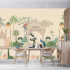 Mughal Garden Wallpaper, Peacock, Parrot Mural, Oversized Custom Size Wall Art, Non-Woven, Non-Adhesive, Modern Wall Paper, Removable