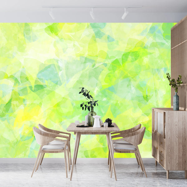 Watercolor Art Wallpaper, Green Foliage Mural, Oversized Custom Size Wall Art, Non-Woven, Non-Adhesive, Modern Wall Paper, Removable