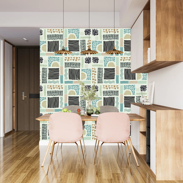 African Ethnic Wallpaper, Seamless Pattern Mural, Oversized Custom Size Wall Art, Non-Woven, Non-Adhesive, Modern Wall Paper, Removable