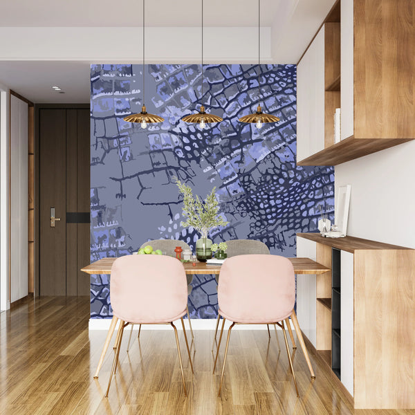 Purple Crocodile Skin Wallpaper, Seamless Pattern Mural, Oversized Custom Size Wall Art, Non-Woven, Non-Adhesive, Modern Wall Paper, Removable