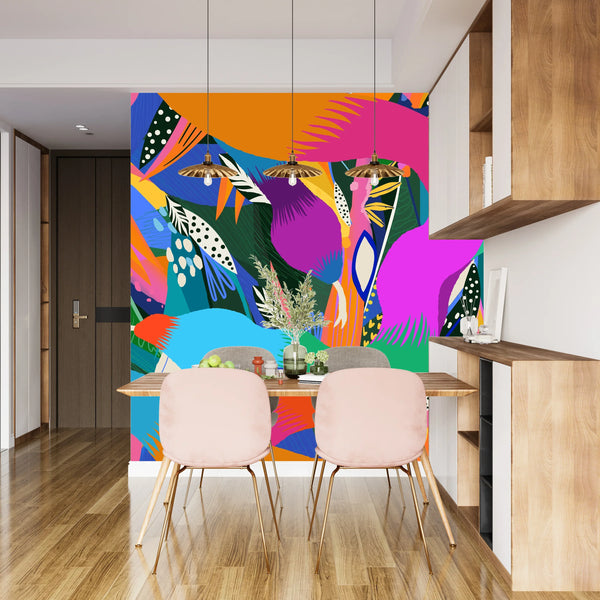 Exotic Abstract Wallpaper, Jungle and Snakes Mural, Oversized Custom Size Wall Art, Non-Woven, Non-Adhesive, Modern Wall Paper, Removable