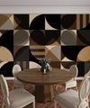 Black and Brown Wallpaper, Geometric Mural, Oversized Custom Size Wall Art, Non-Woven, Non-Adhesive, Modern Wall Paper, Removable