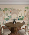 Mughal Garden Wallpaper, Peacock, Parrot Mural, Oversized Custom Size Wall Art, Non-Woven, Non-Adhesive, Modern Wall Paper, Removable