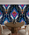 Ikat Ethnic Wallpaper, Abstract Tribal Mural, Oversized Custom Size Wall Art, Non-Woven, Non-Adhesive, Modern Wall Paper, Removable