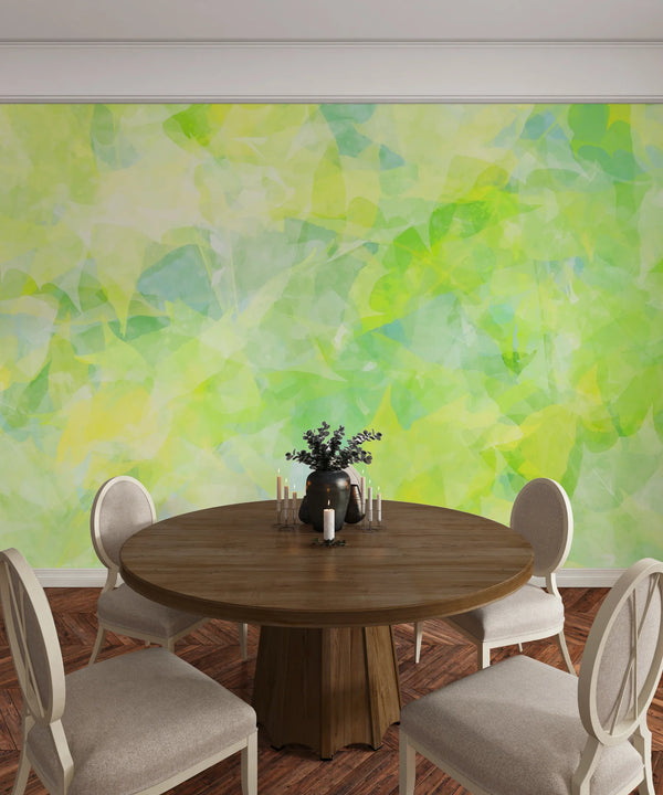 Watercolor Art Wallpaper, Green Foliage Mural, Oversized Custom Size Wall Art, Non-Woven, Non-Adhesive, Modern Wall Paper, Removable