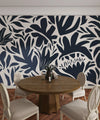 Leaf and Flower Pattern Wallpaper, Minimal Abstract Mural, Oversized Custom Size Wall Art, Non-Woven, Non-Adhesive, Modern Wall Paper, Removable