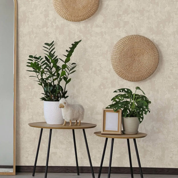 Distressed Worn Wallpaper, Beige 3D Embossed Textured Weathered Solid Color Wallcovering, Abstract Contemporary Home Commercial Interior Wall Design - Walloro High End Wallcoverings & More