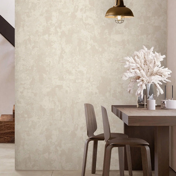 Distressed Worn Wallpaper, Beige 3D Embossed Textured Weathered Solid Color Wallcovering, Abstract Contemporary Home Commercial Interior Wall Design - Walloro High End Wallcoverings & More