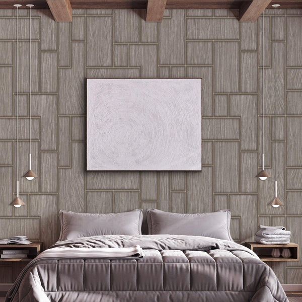 Elegant Wood Pattern 3D Embossed Wallpaper, Gray Color Farmhouse Lodge Realistic Wood Plank Textured Wall Covering - Walloro High End Wallcoverings & More