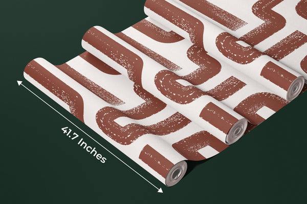 Brown Lines Wallpaper, Seamless Pattern Mural, Oversized Custom Size Wall Art, Non-Woven, Non-Adhesive, Modern Wall Paper, Removable