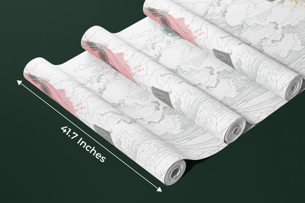 Colorful Air Balloons Wallpaper, White Background Mural, Oversized Custom Size Wall Art, Non-Woven, Non-Adhesive, Modern Wall Paper, Removable