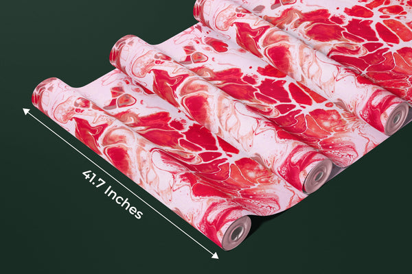 Red Harmony Wallpaper, Artistic Mural, Oversized Custom Size Wall Art, Non-Woven, Non-Adhesive, Modern Wall Paper, Removable