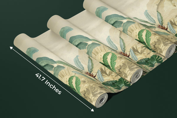 Tropical Trees Wallpaper, Tropical Leaves Wall Mural, Oversized Custom Size Wall Art, Non-Woven, Non-Adhesive, Modern Wall Paper, Removable