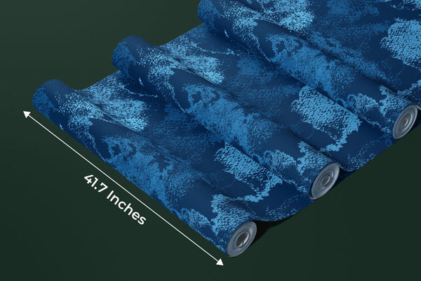 Dirty Blue Wallpaper, Navy Pattern Mural, Oversized Custom Size Wall Art, Non-Woven, Non-Adhesive, Modern Wall Paper, Removable