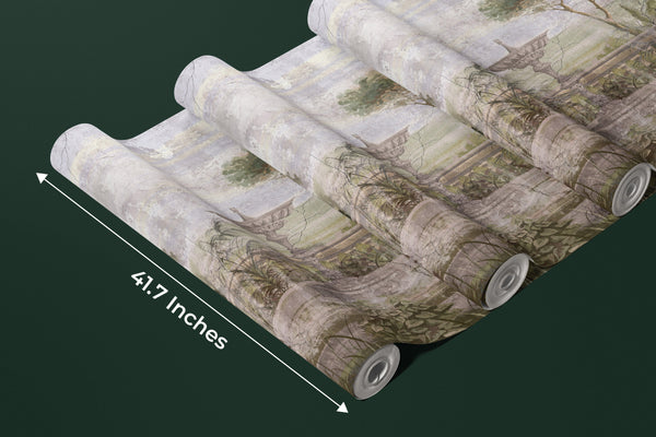 Toscana Garden Wallpaper, Plants and Trees Mural, Oversized Custom Size Wall Art, Non-Woven, Non-Adhesive, Modern Wall Paper, Removable