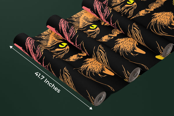 Roaring Lion Wallpaper, Colorful Mural, Oversized Custom Size Wall Art, Non-Woven, Non-Adhesive, Modern Wall Paper, Removable