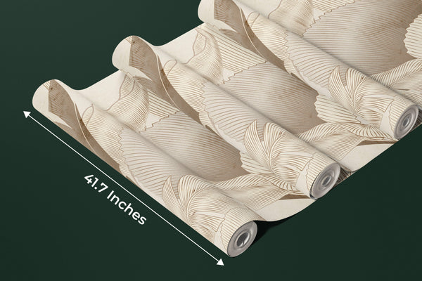 Abstract Botanical Wallpaper, Brown and Beige Wall Mural, Oversized Custom Size Wall Art, Non-Woven, Non-Adhesive, Modern Wall Paper, Removable